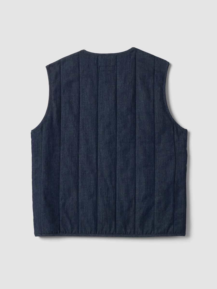 Gilet blu in misto cotone, lyocell e viscosa_2