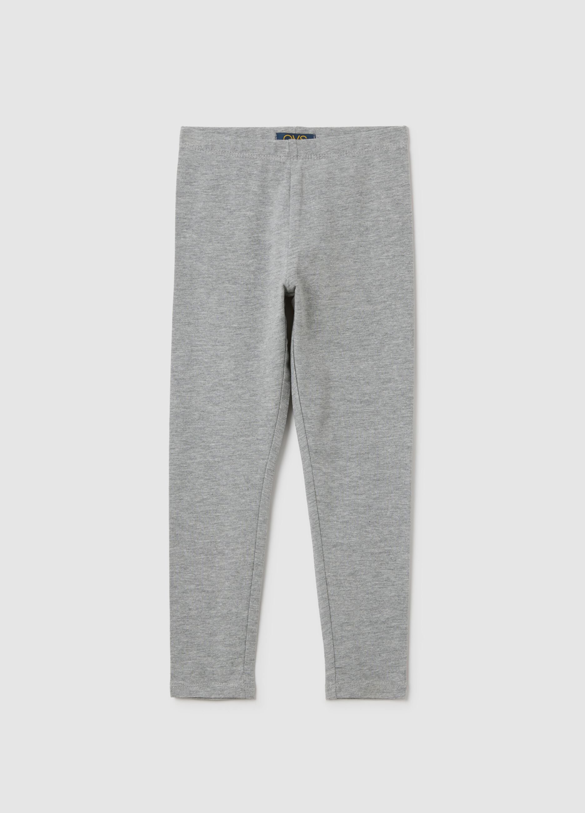 Girls' grey stretchy cotton skinny leggings