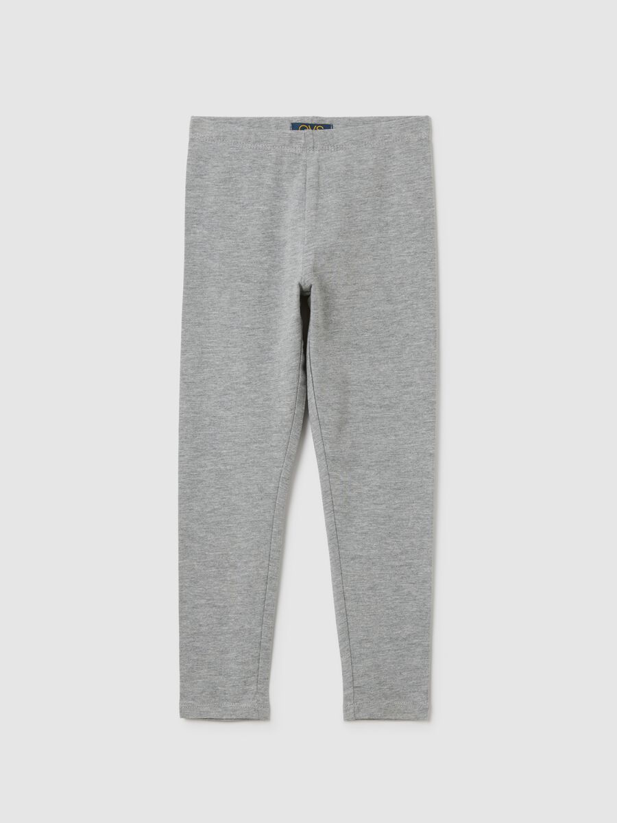 Girls' grey stretchy cotton skinny leggings_0