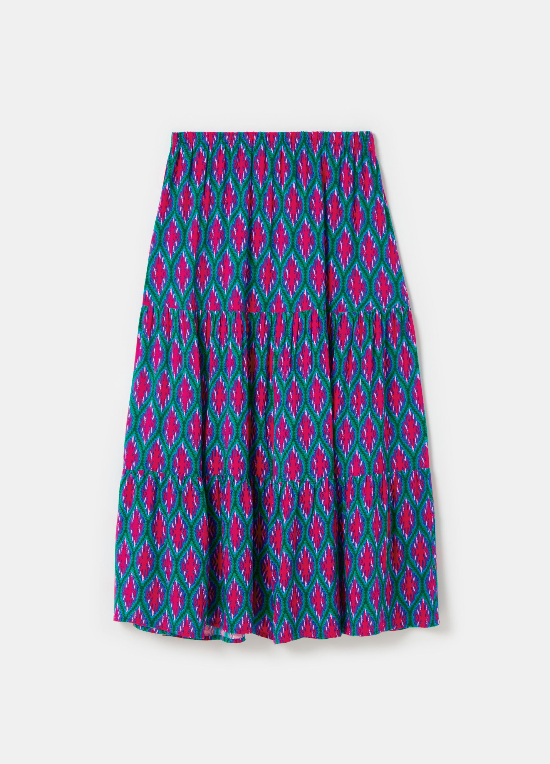 Long tiered skirt in viscose