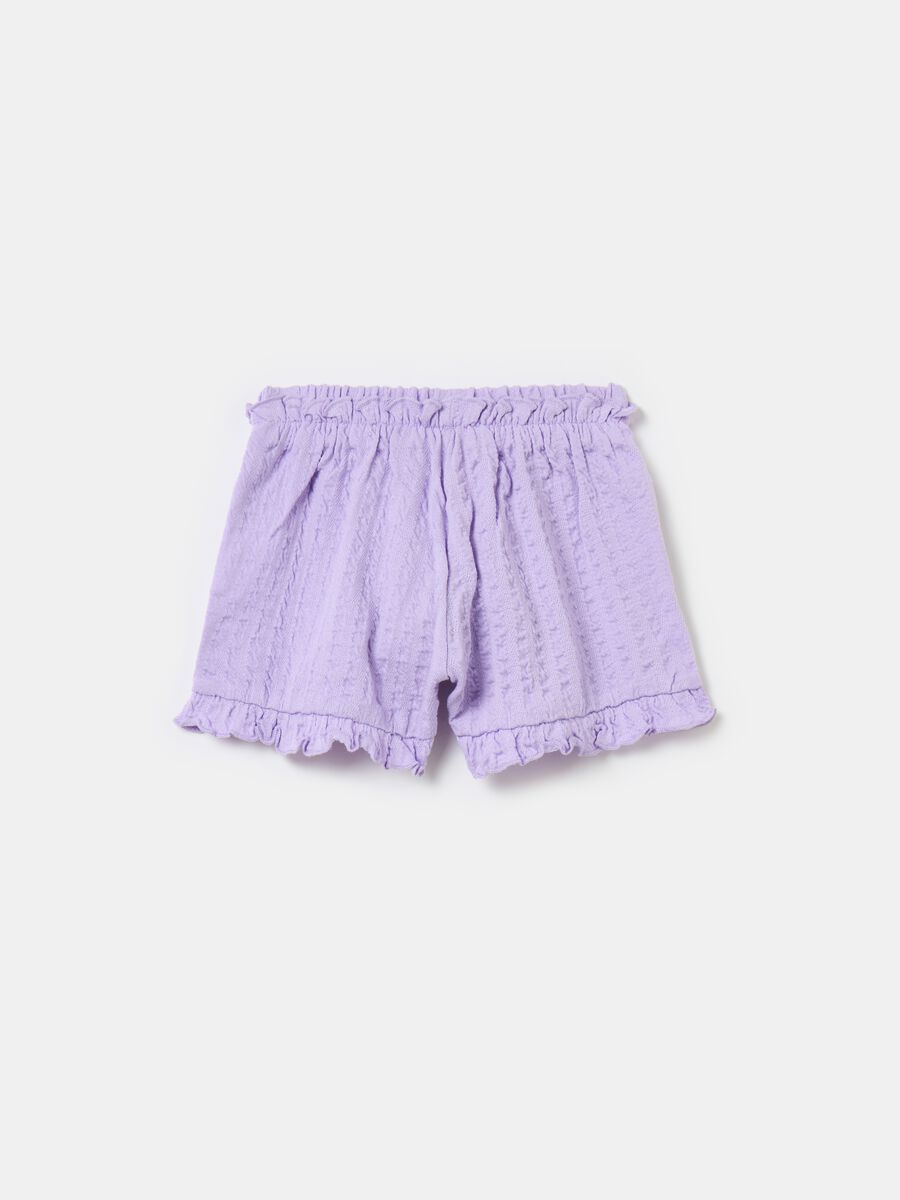 Shorts jacquard con rouches_1