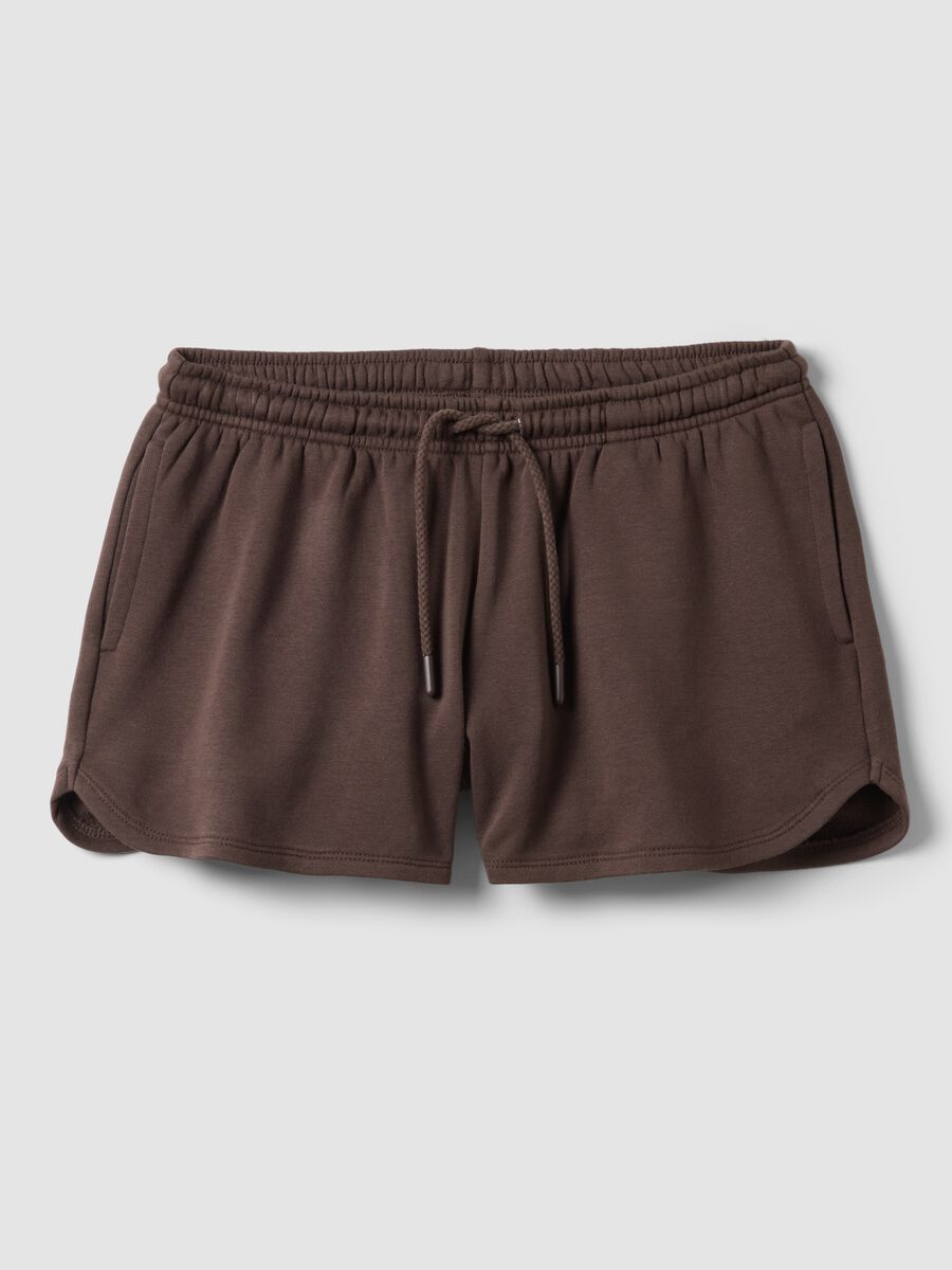 Shorts in misto cotone marrone regular fit con coulisse_4