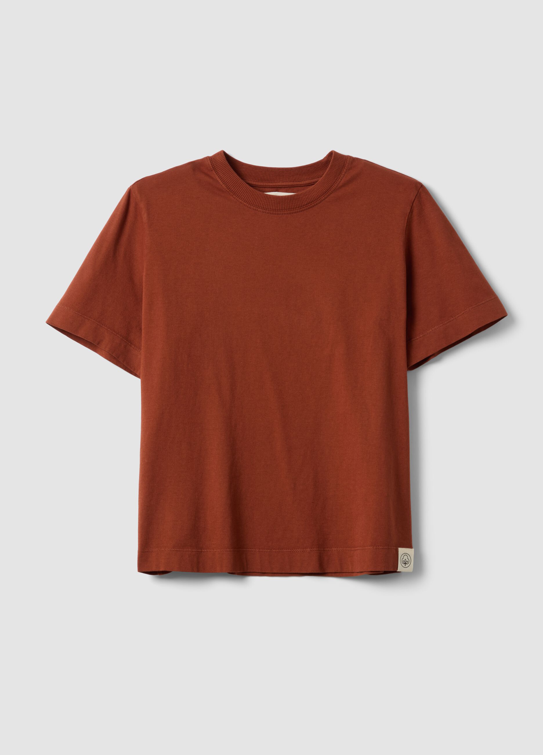 Red short-sleeved pure cotton T-shirt, regular fit