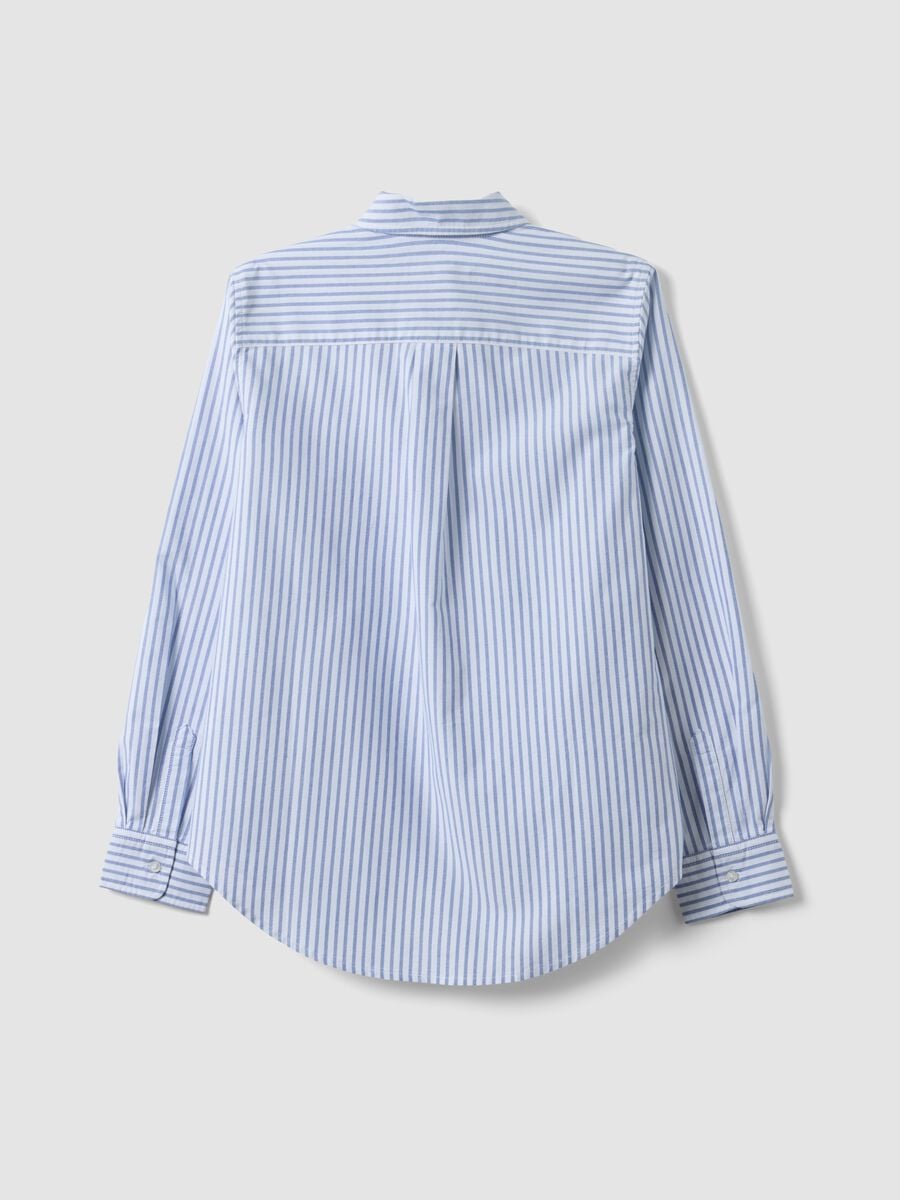 Camicia oxford azzurra a righe bianche in puro cotone comfort fit_6