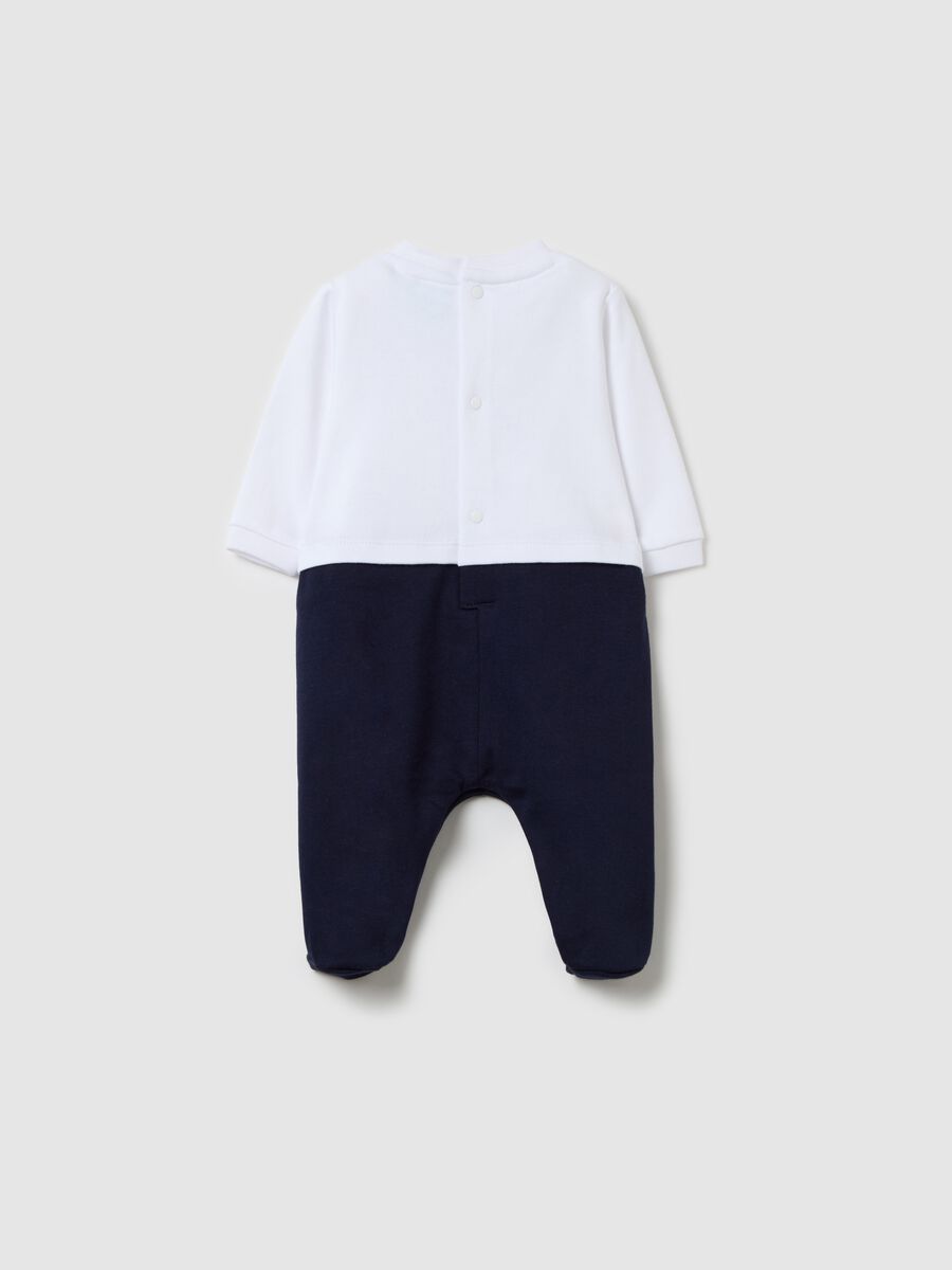Cotton onesie with feet and Mickey Mouse print_1