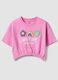 Pink pure cotton girls&rsquo; boxy-fit T-shirt with appliqu&eacute;s_0