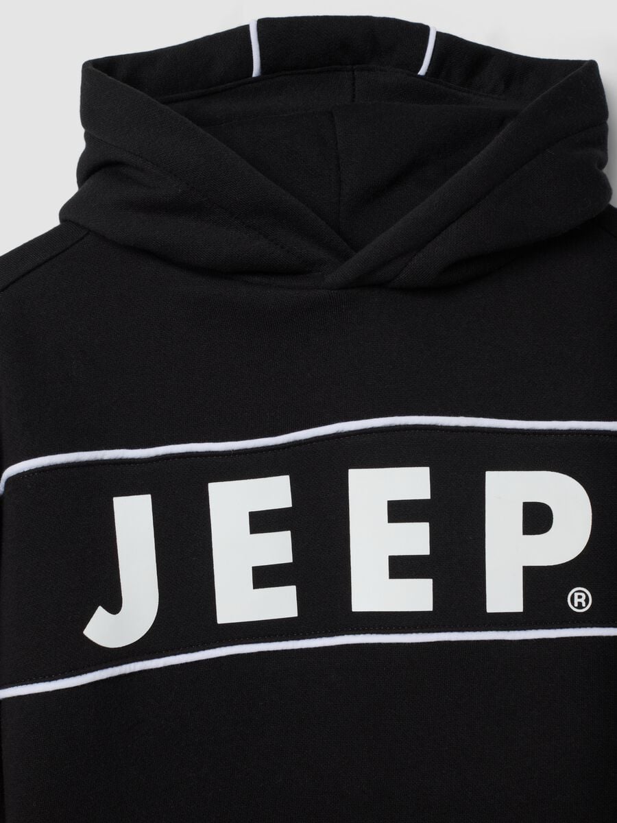 Felpa nera con cappuccio in misto cotone con stampa Jeep_2