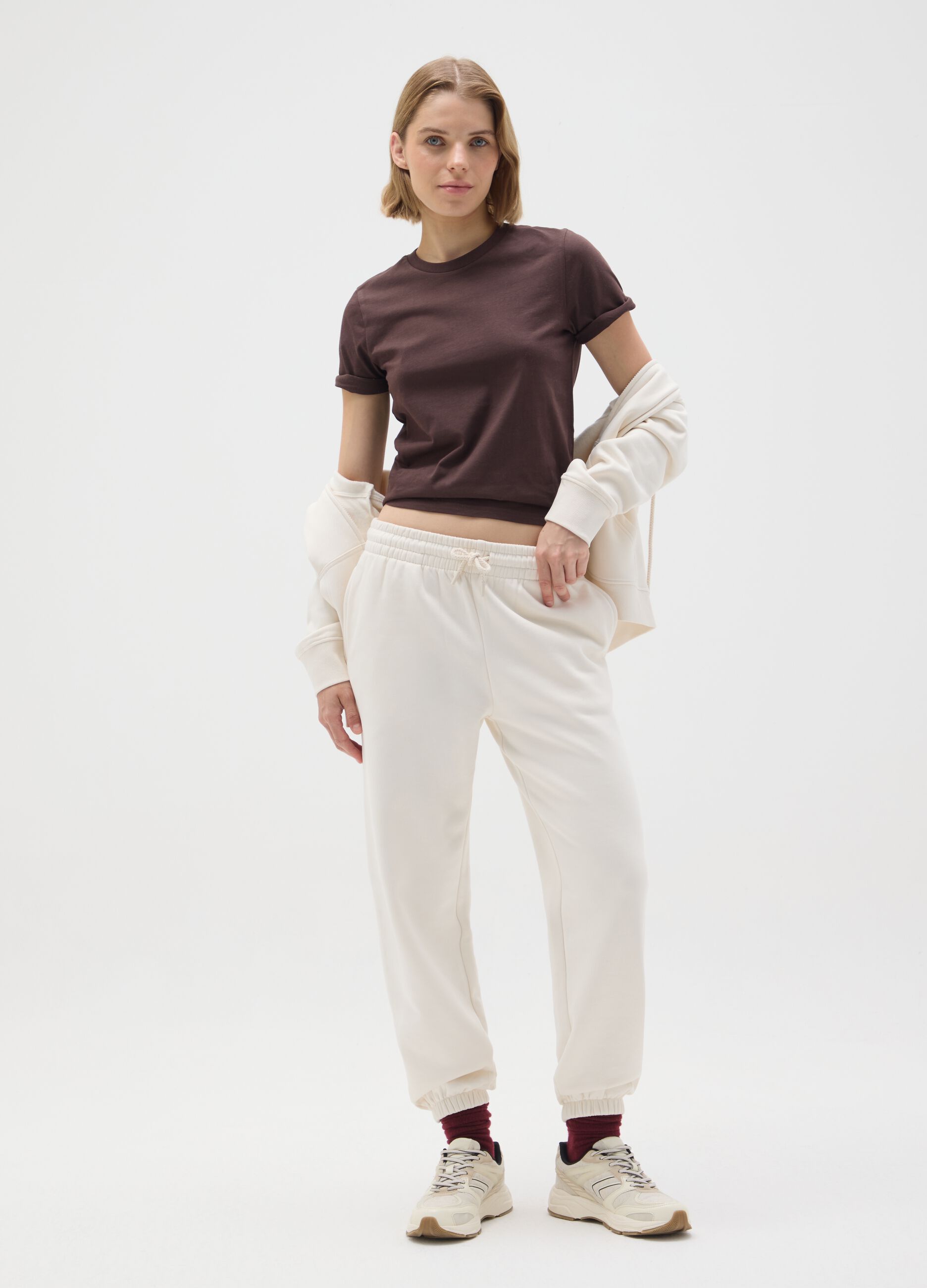 T-shirt in puro cotone marrone regular fit