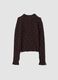 Brown perforated stretch-fabric T-shirt with raised collar_2