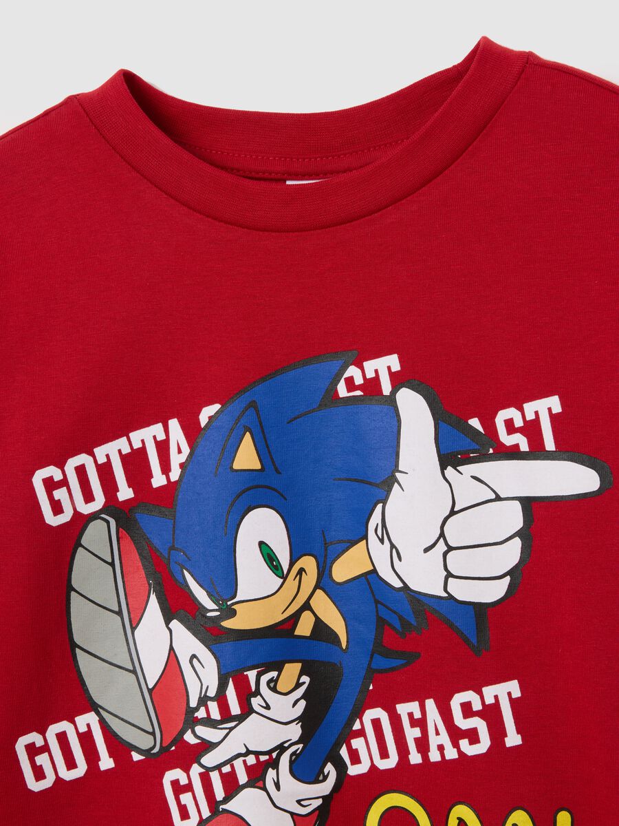 Children's red pure cotton T-shirt regular fit with Sonic print_2