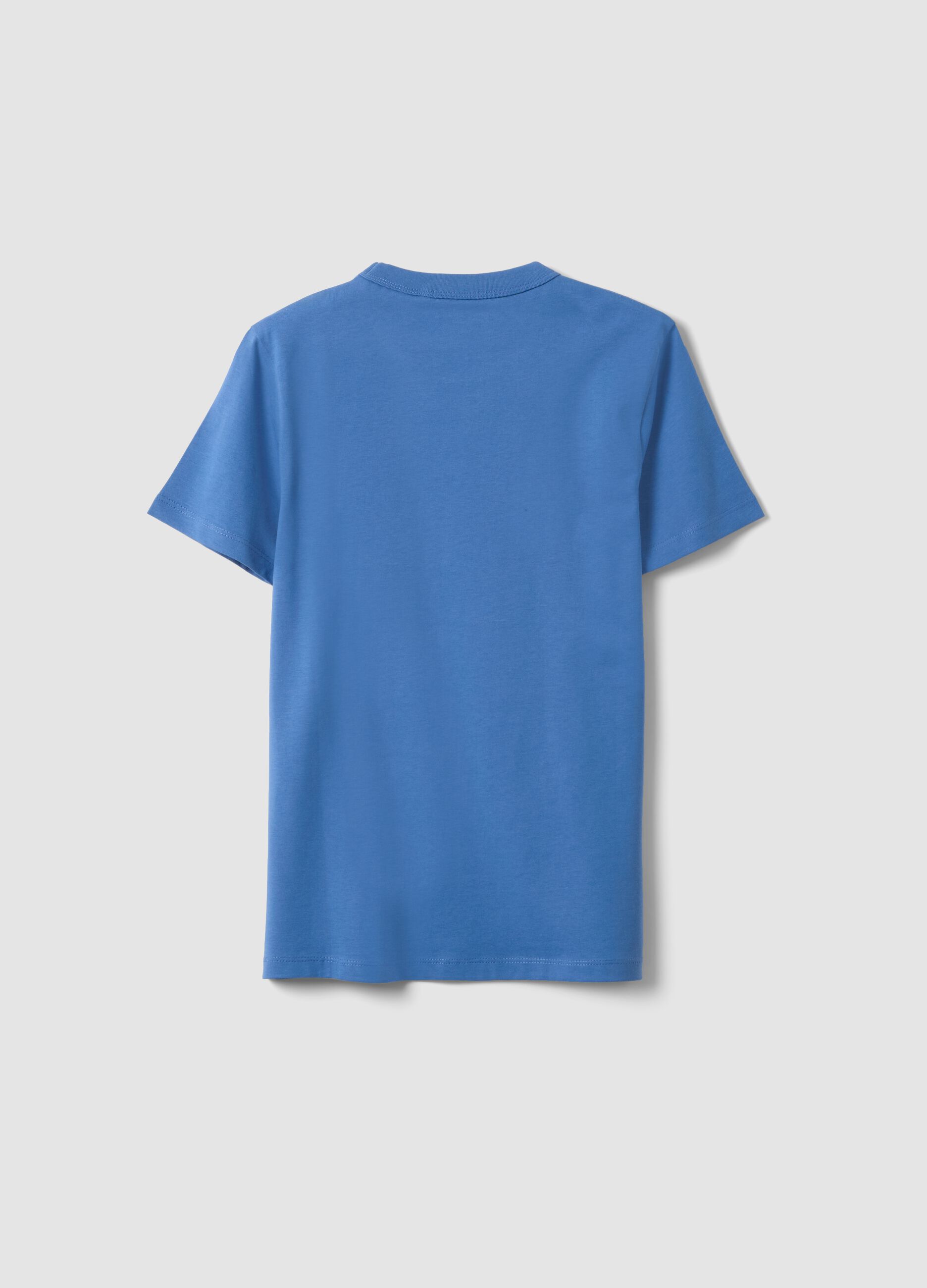 Boys' blue pure cotton regular-fit T-shirt
