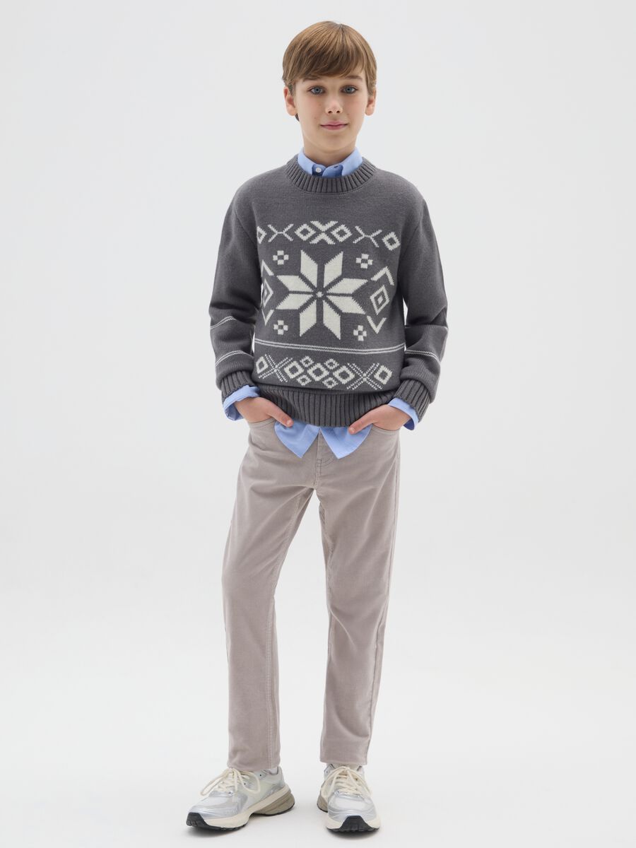 Pantaloni grigi da ragazzo in misto cotone regular fit_0