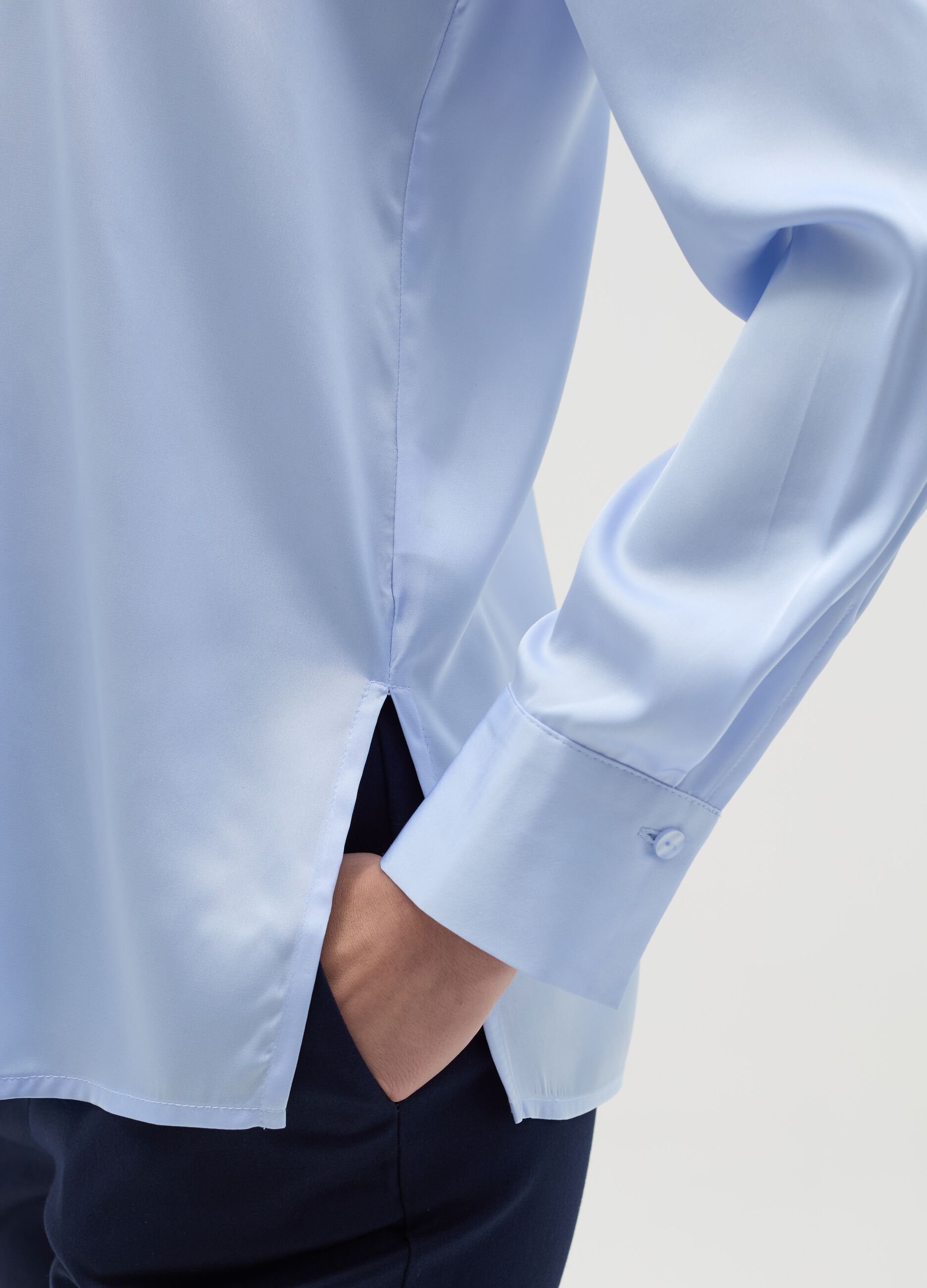 Satin shirt with side splits