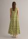 Green maxi dress in pure cotton with V-neck and print_2
