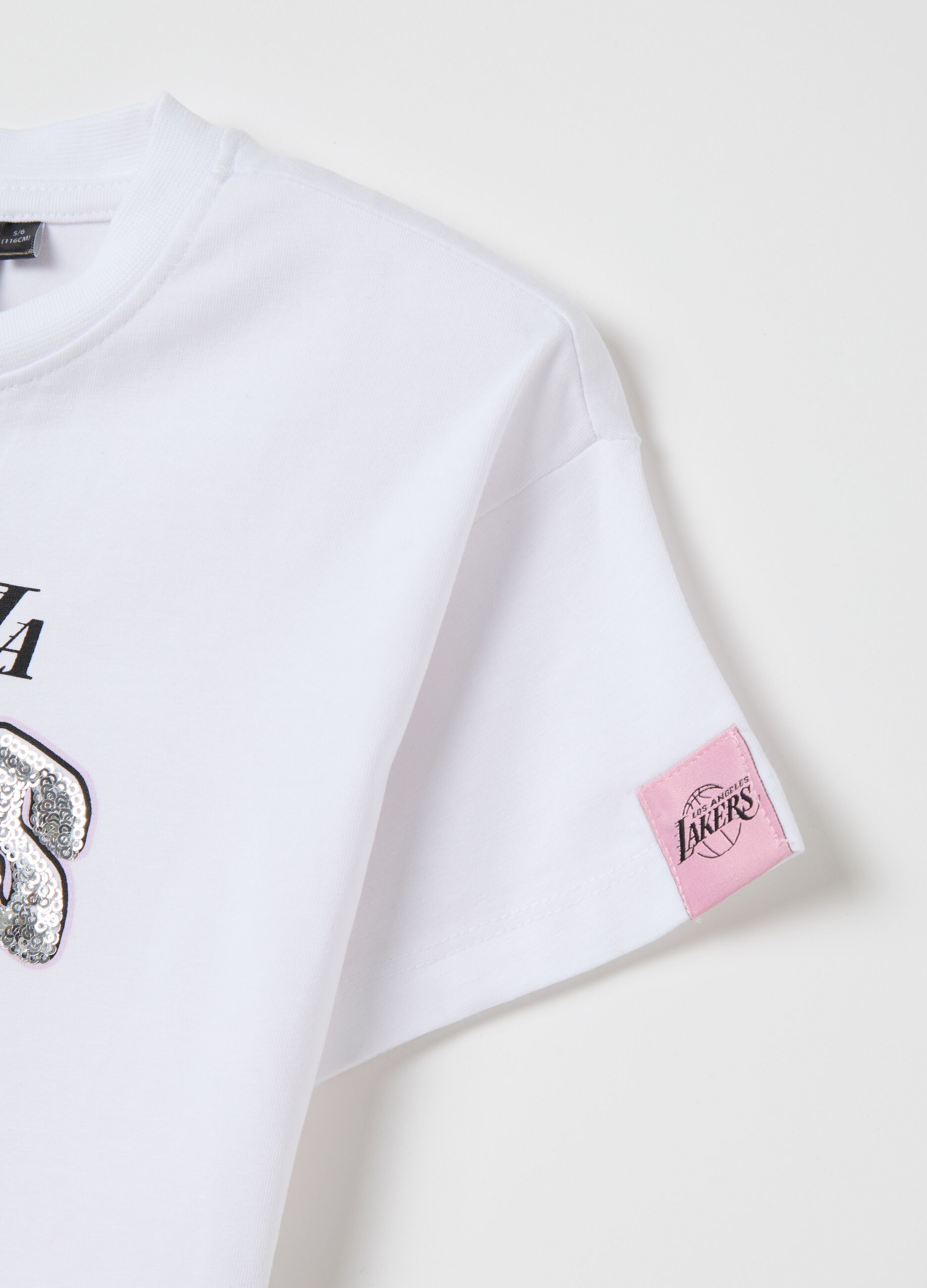 White NBA Los Angeles Lakers crop T-shirt in cotton