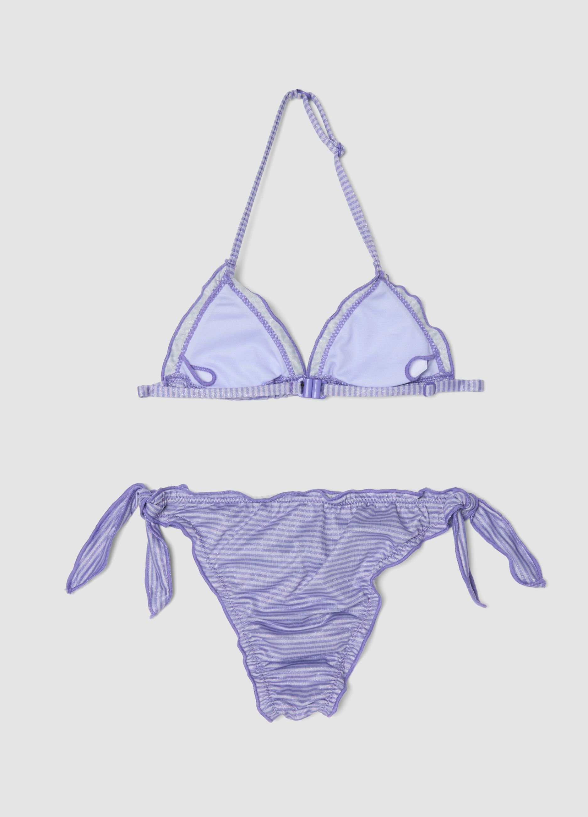 Purple triangle bikini in stretch fabric