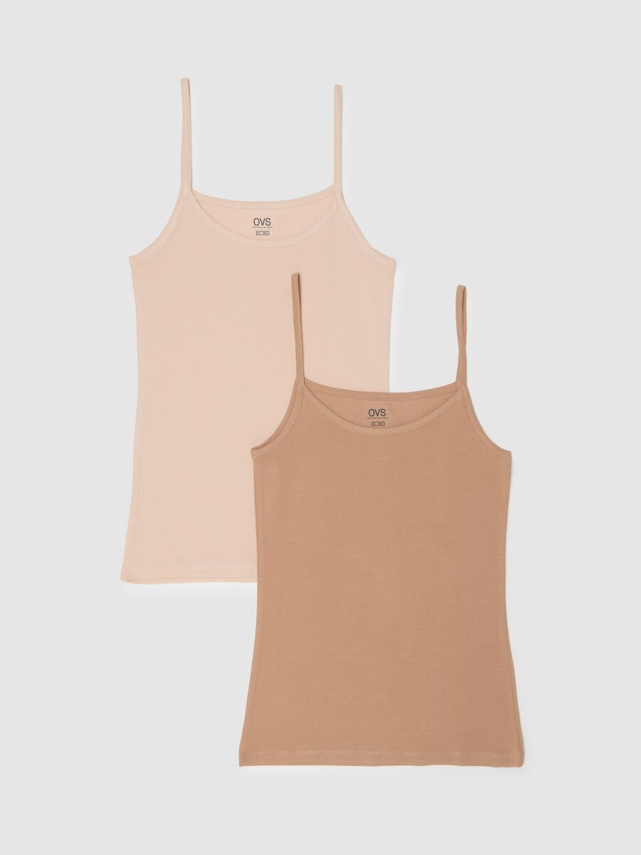 Twin-pack sleeveless vests in stretchy multicolour cotton regular fit_0