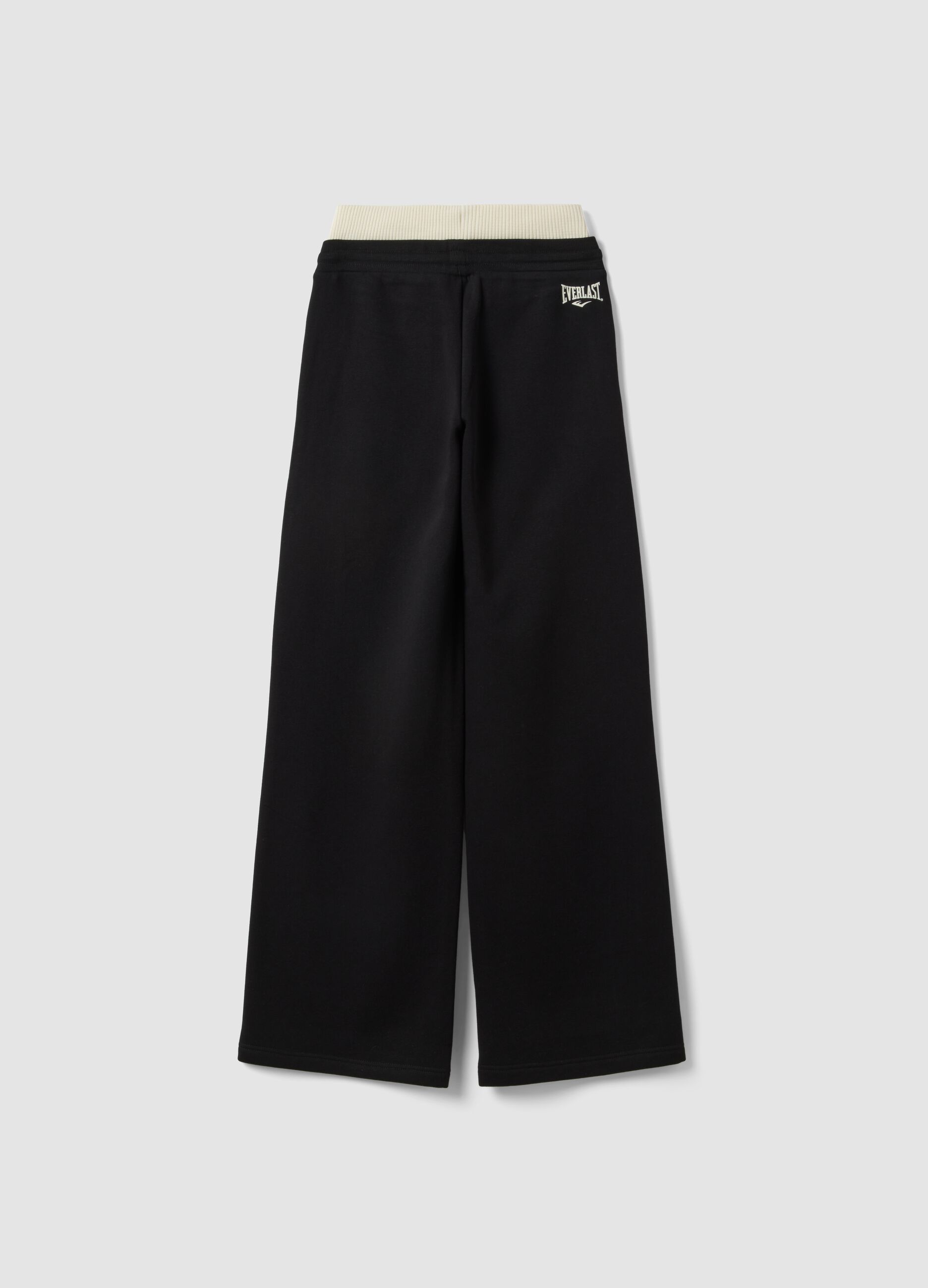 Black wide-leg cotton-blend trousers