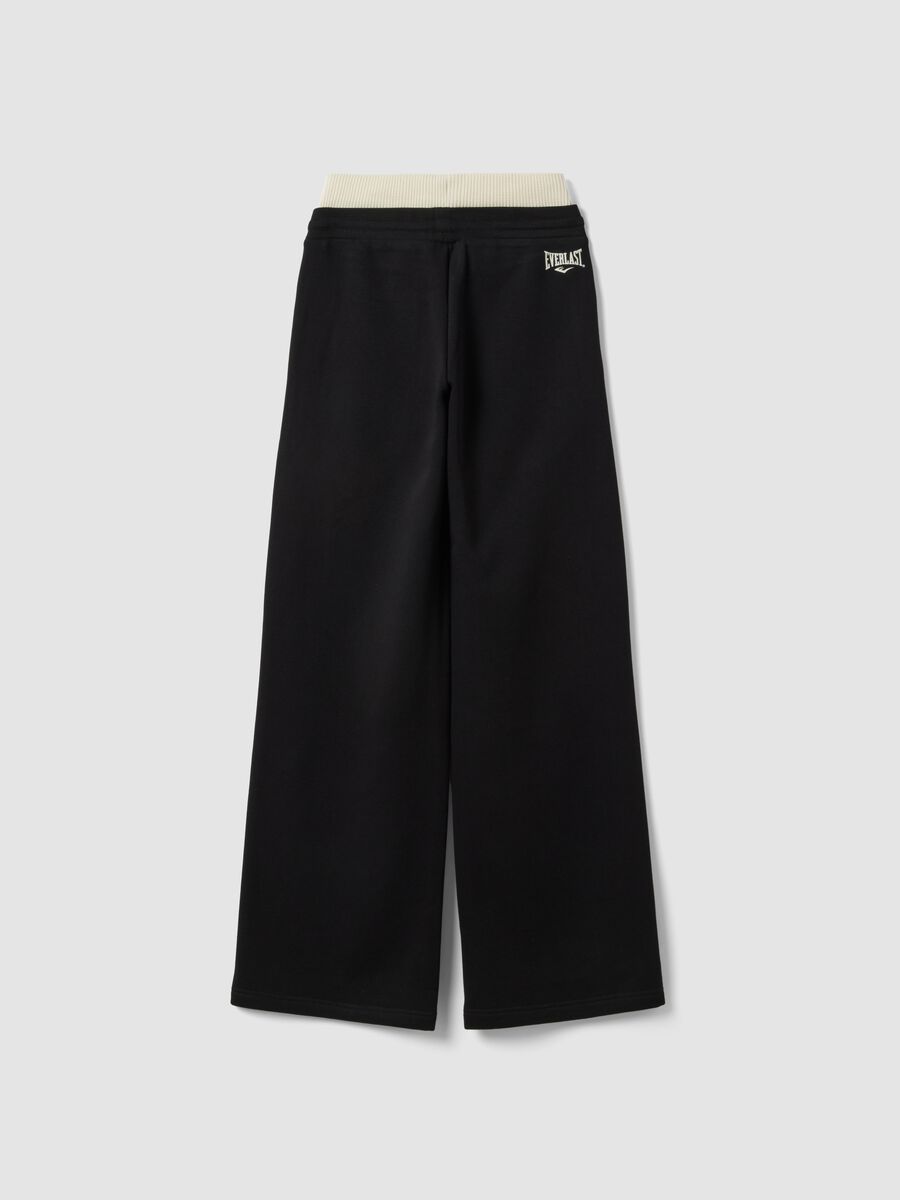 Black wide-leg cotton-blend trousers_2