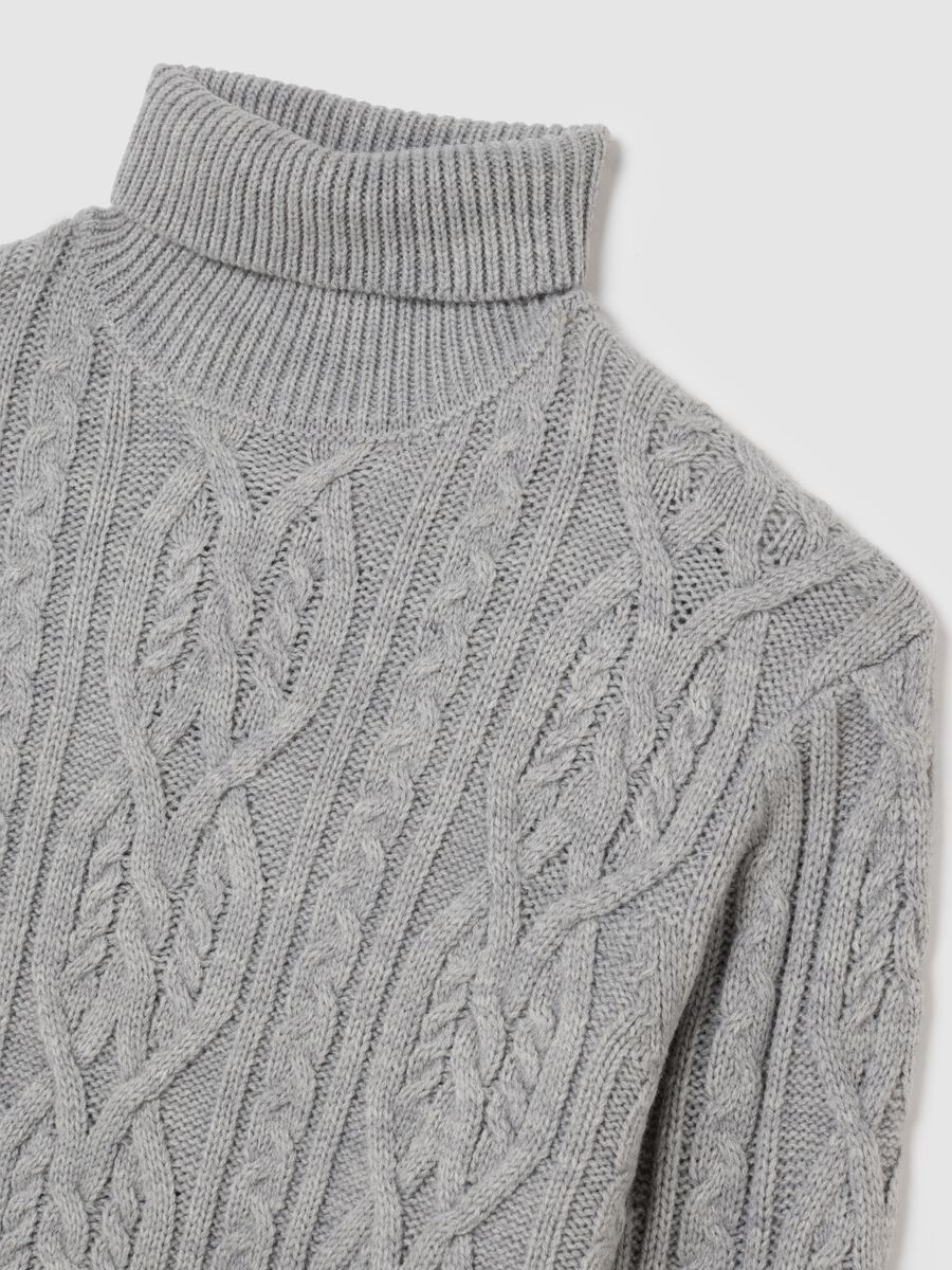 Grey regular fit turtleneck with jacquard pattern_5