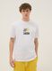 White pure cotton T-shirt with Los Angeles Lakers logo_0
