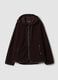 Dark brown sherpa hoodie sweatshirt with crew neck_0