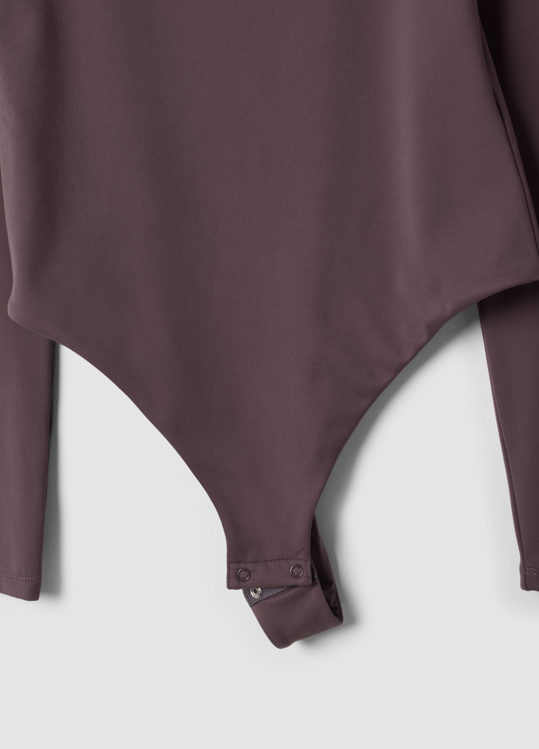 Brown stretch-fabric bodysuit with sweetheart neckline