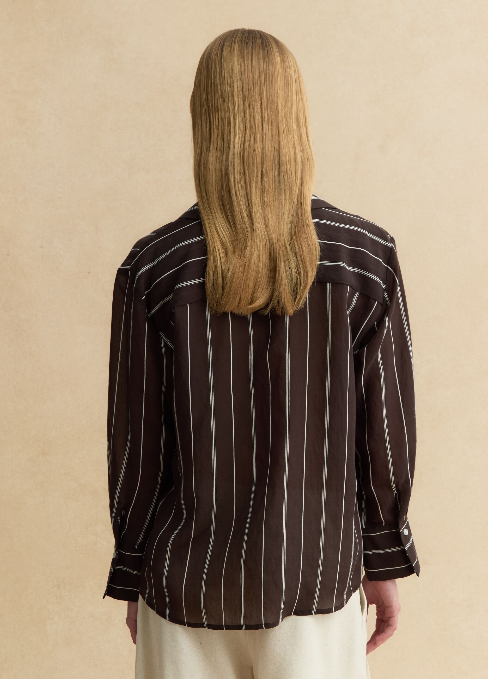 Camicia in misto lyocell a righe multicolor regular fit