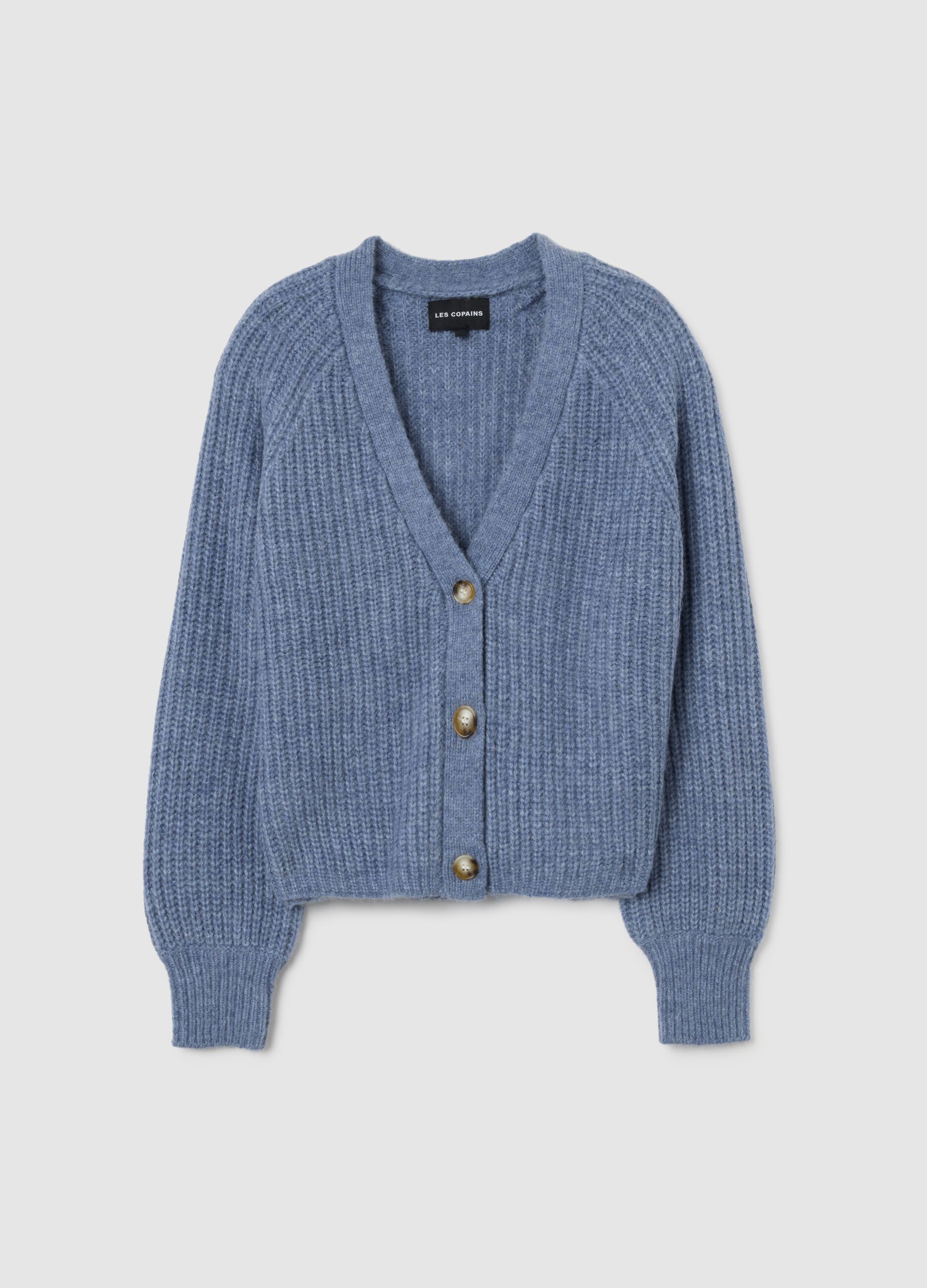 Ribbed blue oversized cardigan