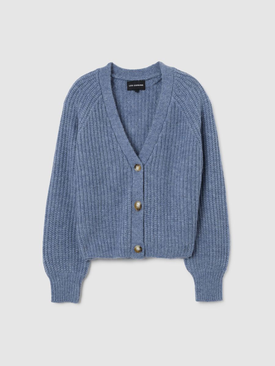 Cardigan blu a coste vestibilità over_0