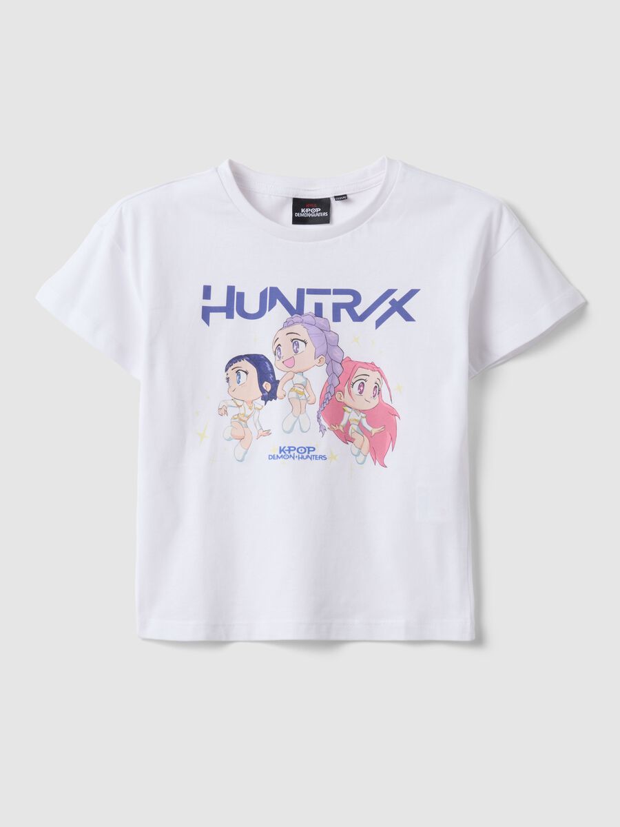 T-shirt bianca in puro cotone con stampa K-Pop Demon Hunters regular fit_0