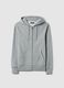 Grey cotton blend regular fit hoodie with zip_4