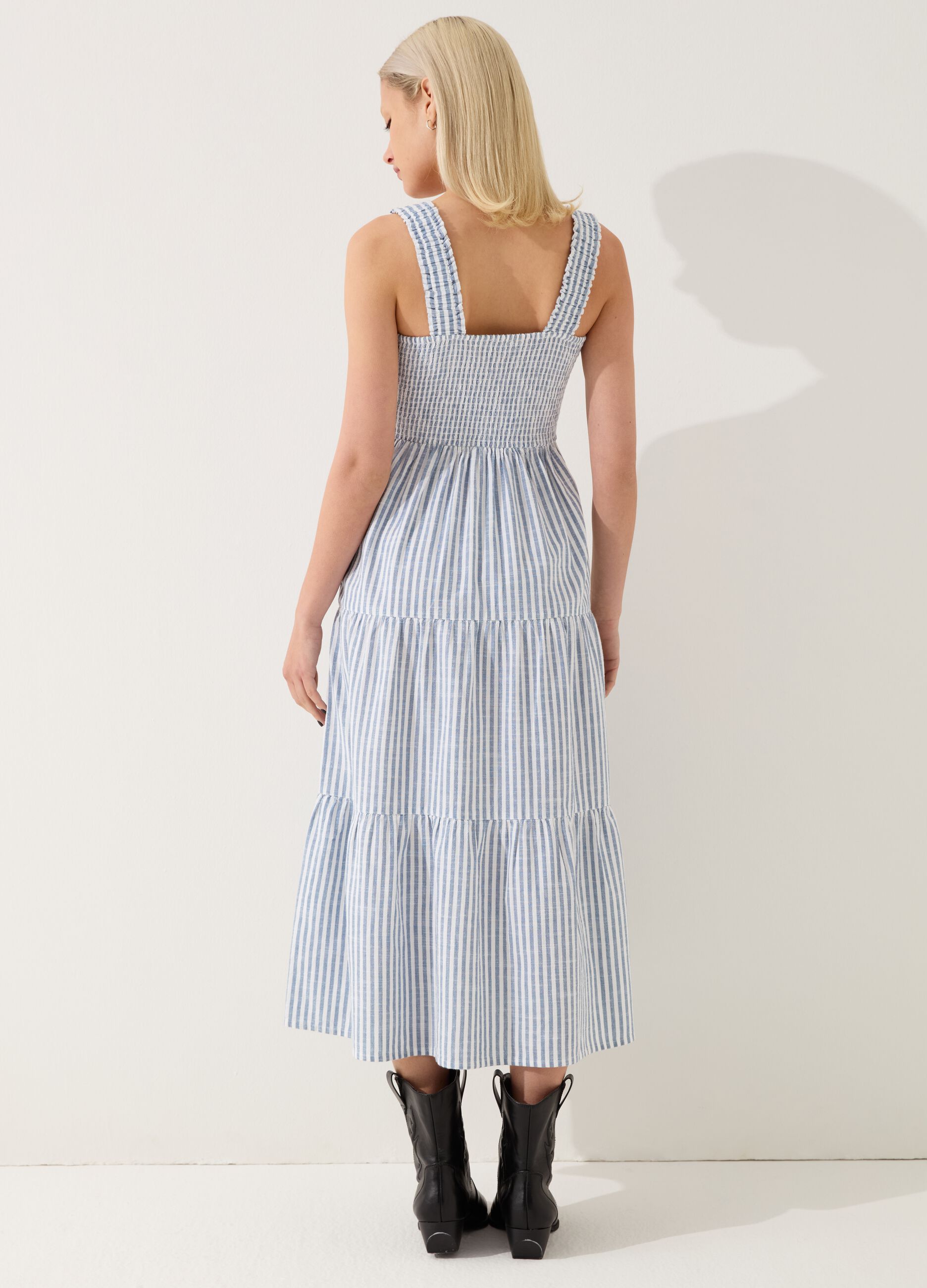 Ovs Vestito lungo a balze fantasia a righe calda Abbigliamento