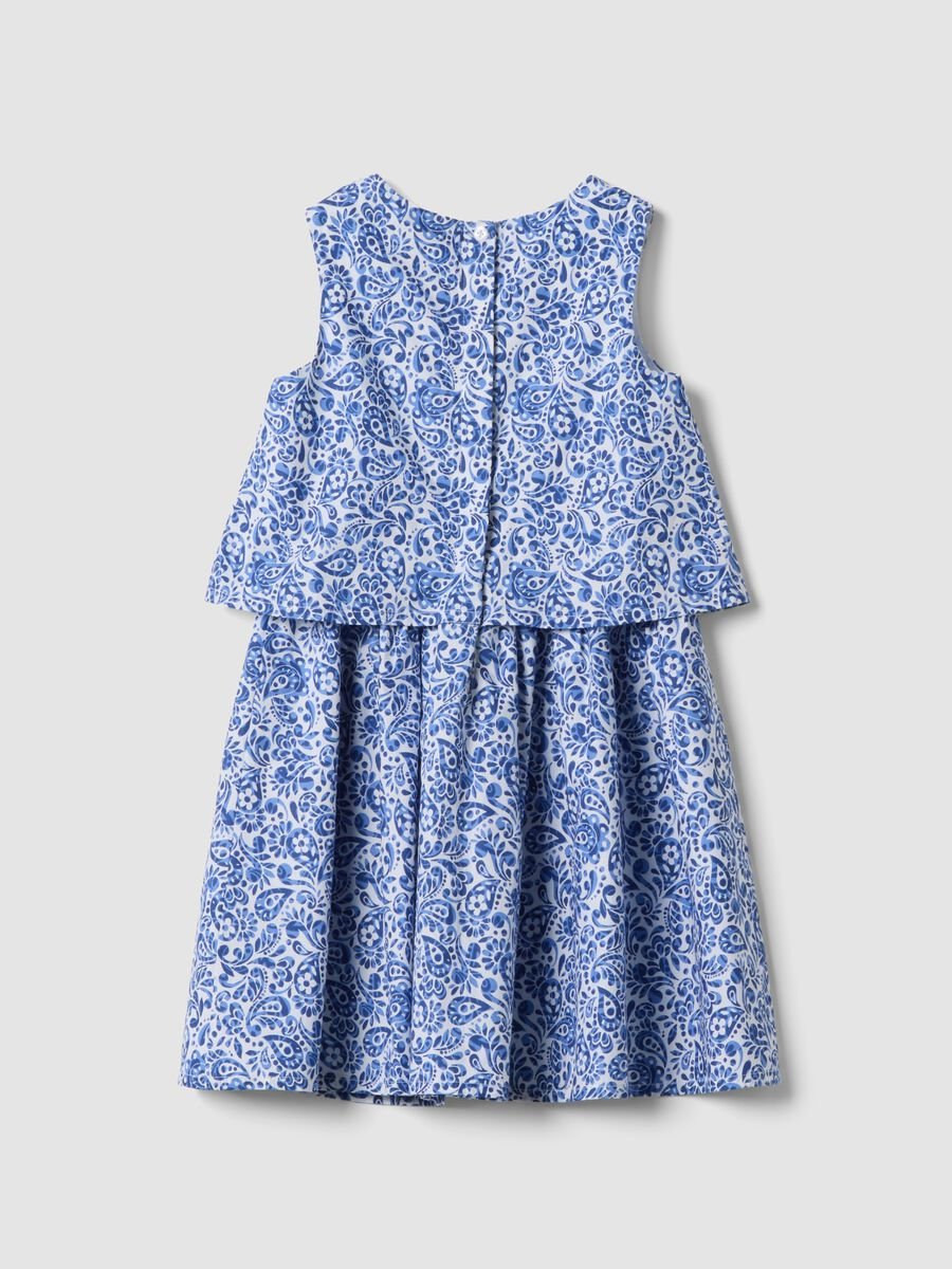 Blue pure cotton mini dress with floral print_1