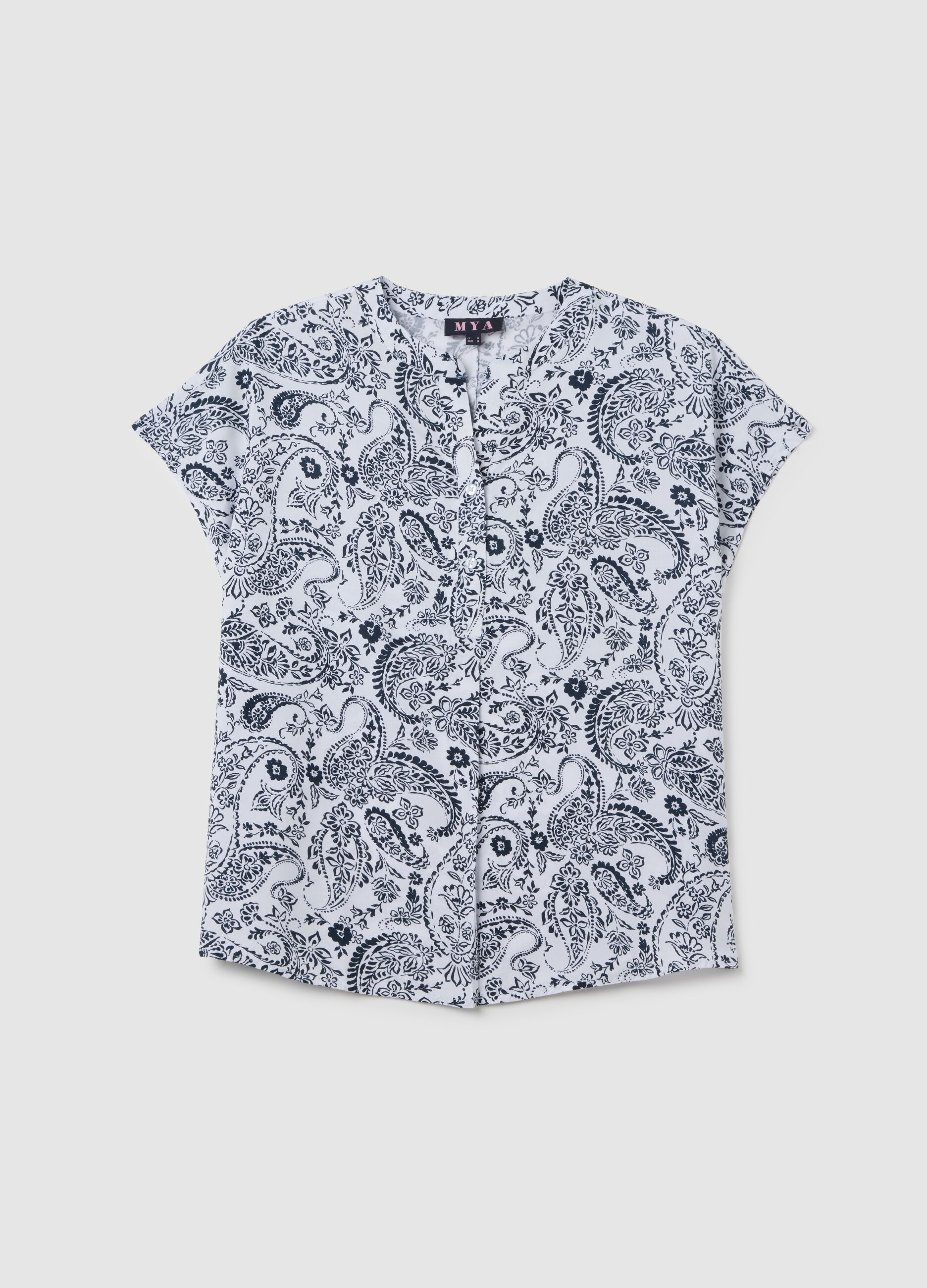 Women's short-sleeve shirt in pure multicolour viscose regular fit