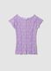Purple stretch T-shirt with embossed floral texture_4