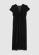 Long black dress with deep V-neck and regular fit long sleeves_4