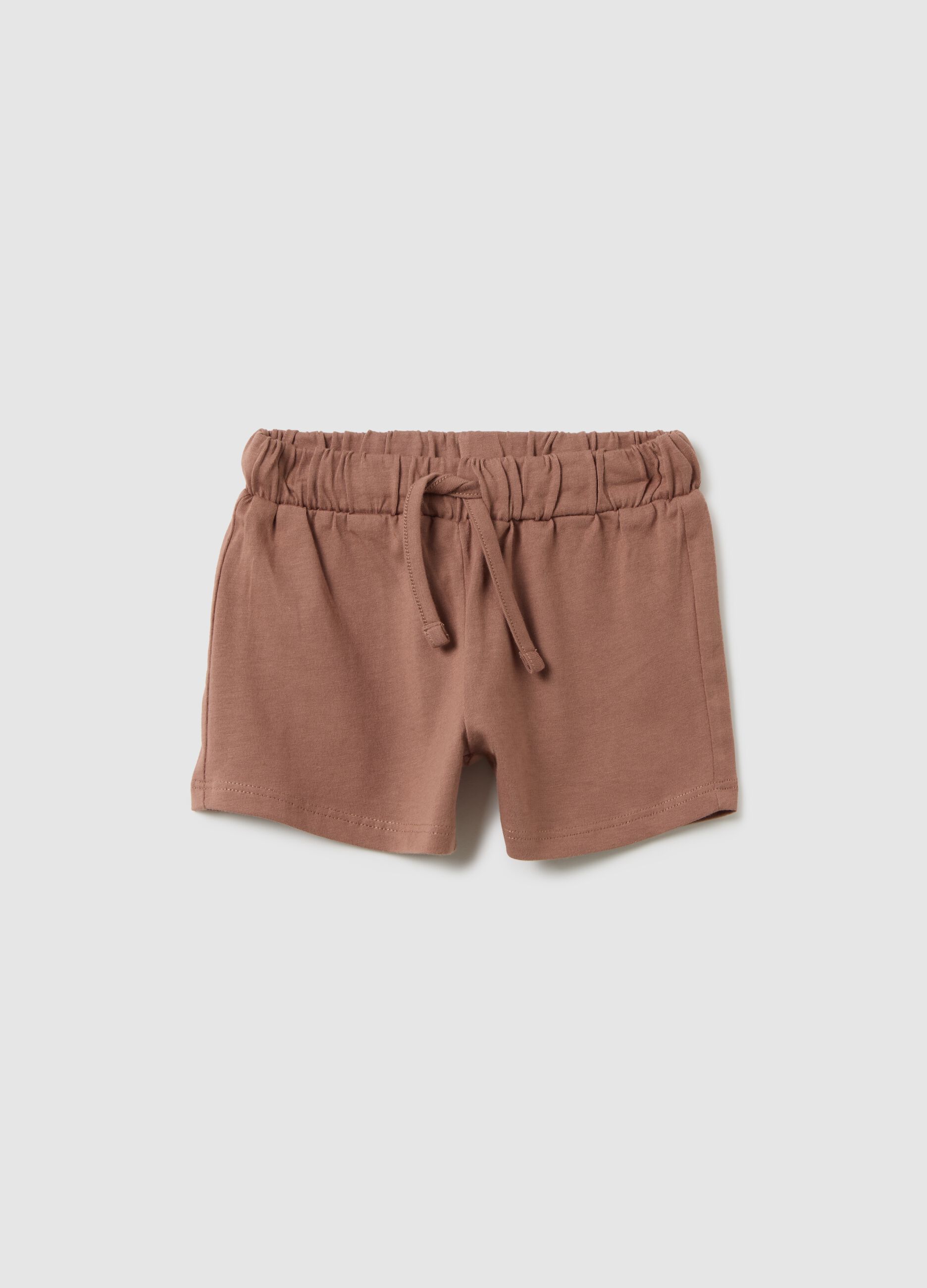 Shorts da bambina in puro cotone marrone regular fit