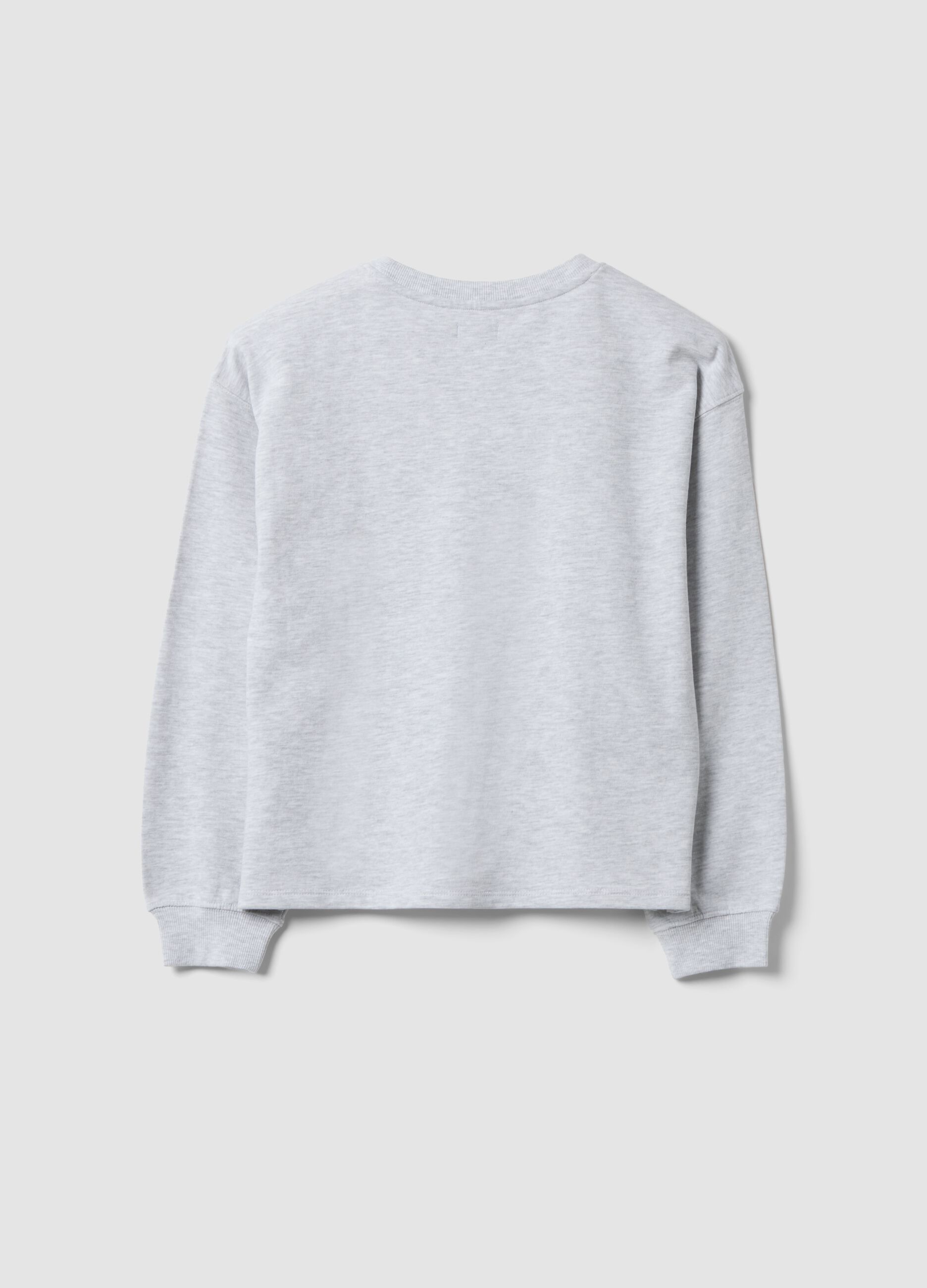 Girls&rsquo; grey 100% cotton sweatshirt with star, relaxed fit