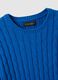 Blue sweater in pure cotton regular fit with cable knit_1