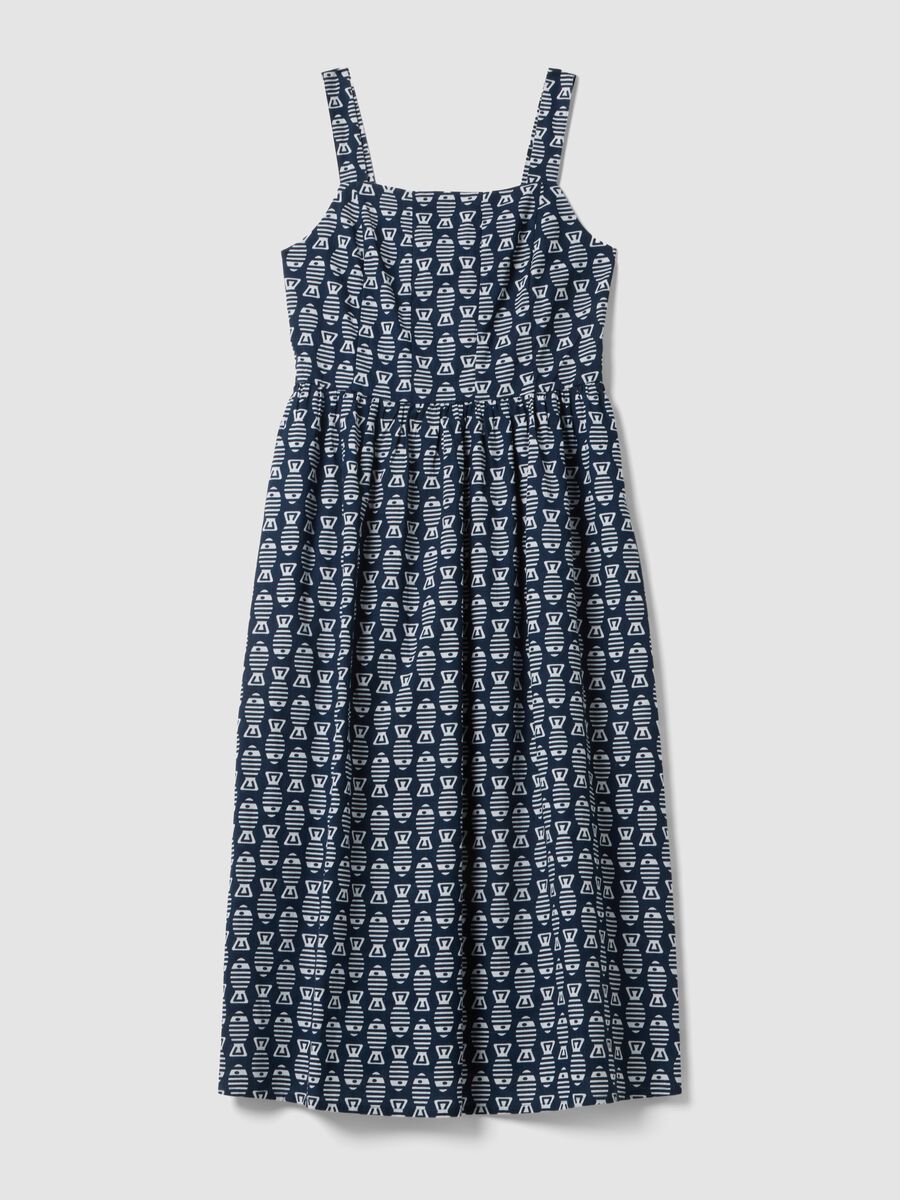 Blue pure cotton strappy dress with a summer print_4