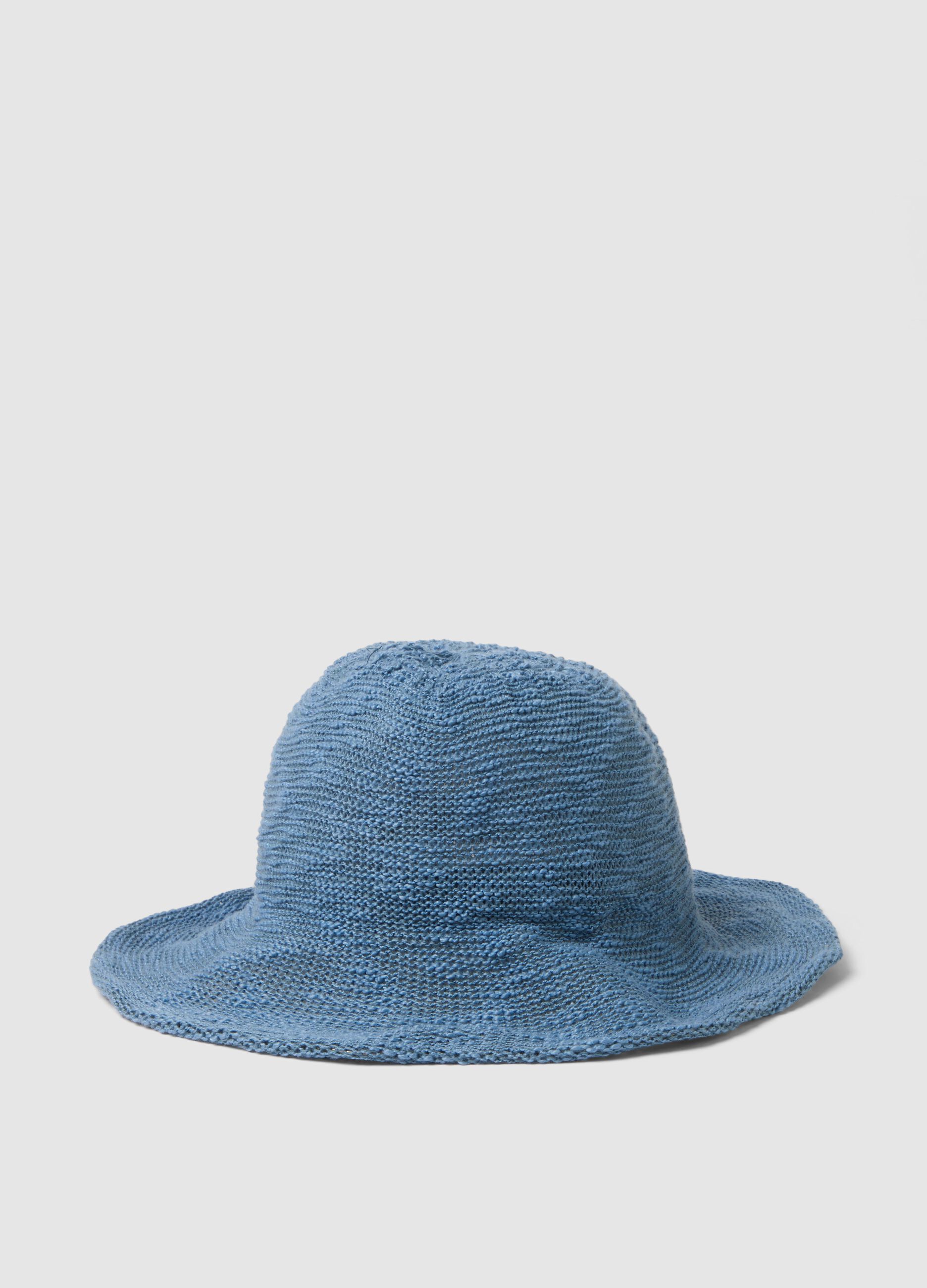 Light blue jersey knit cloche hat