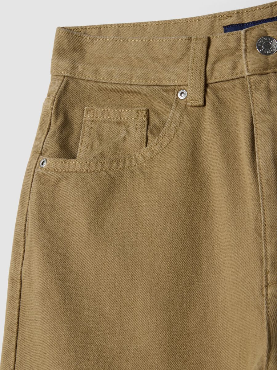 Beige wide-leg denim cotton jeans_1