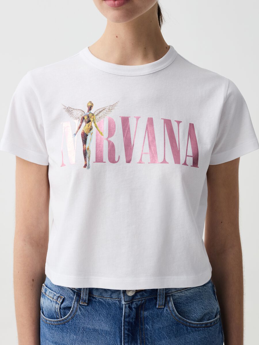 T-shirt con stampa Nirvana in foil_1