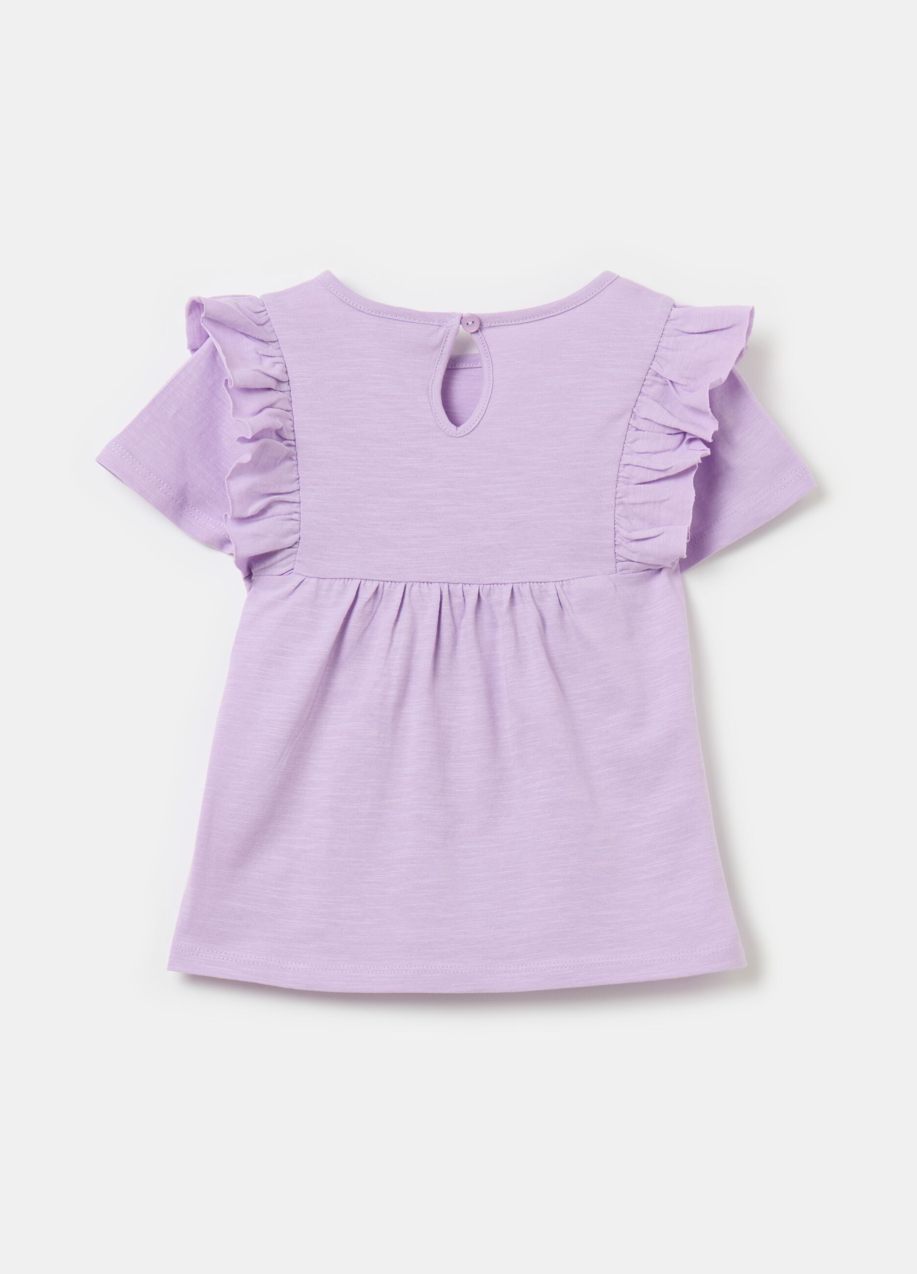Cotton T-shirt with frills