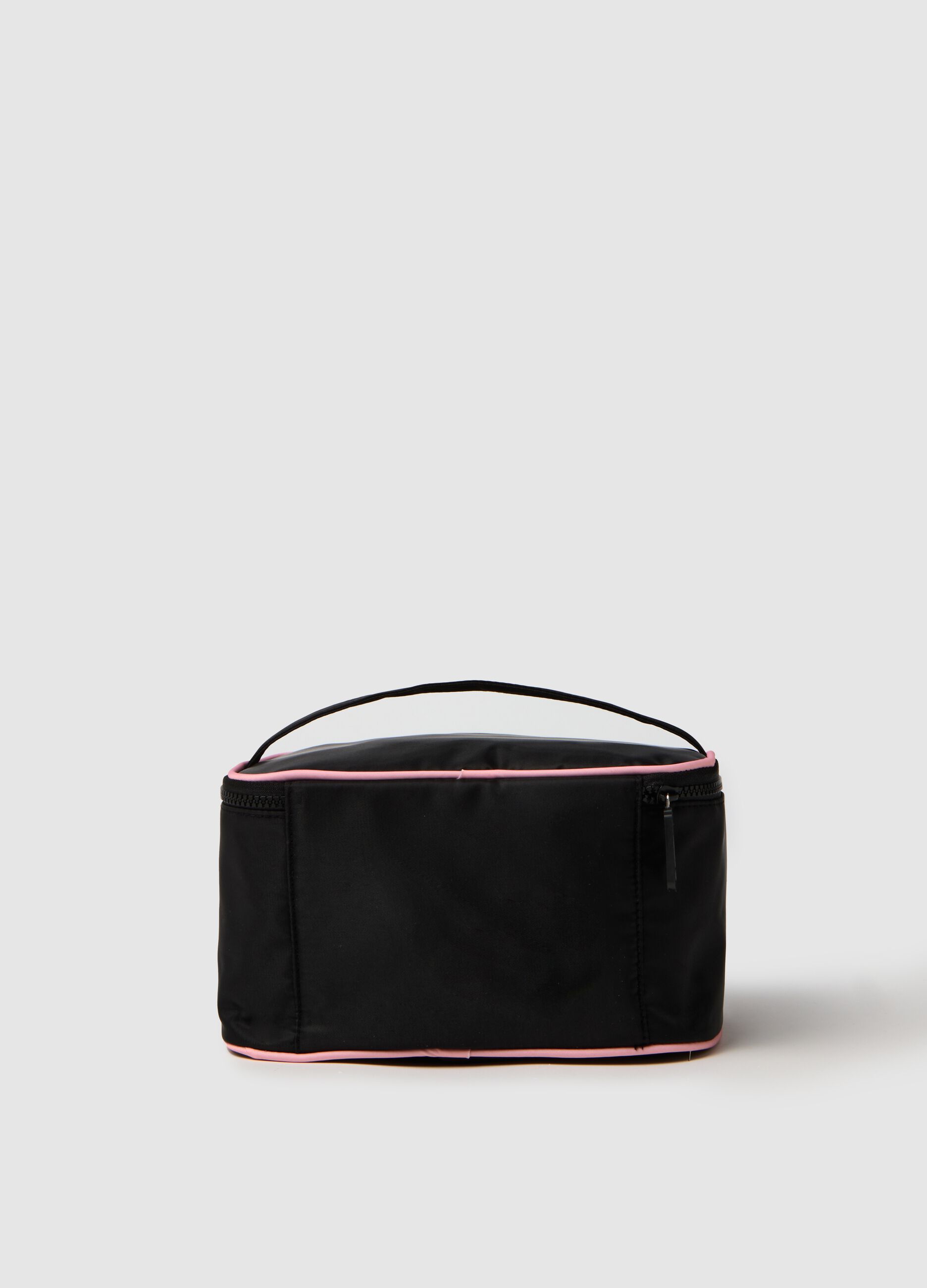 Women's multicolour beauty case with pink trim