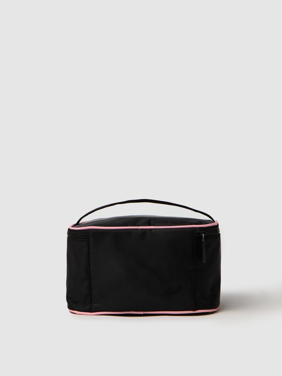 Women's multicolour beauty case with pink trim_1