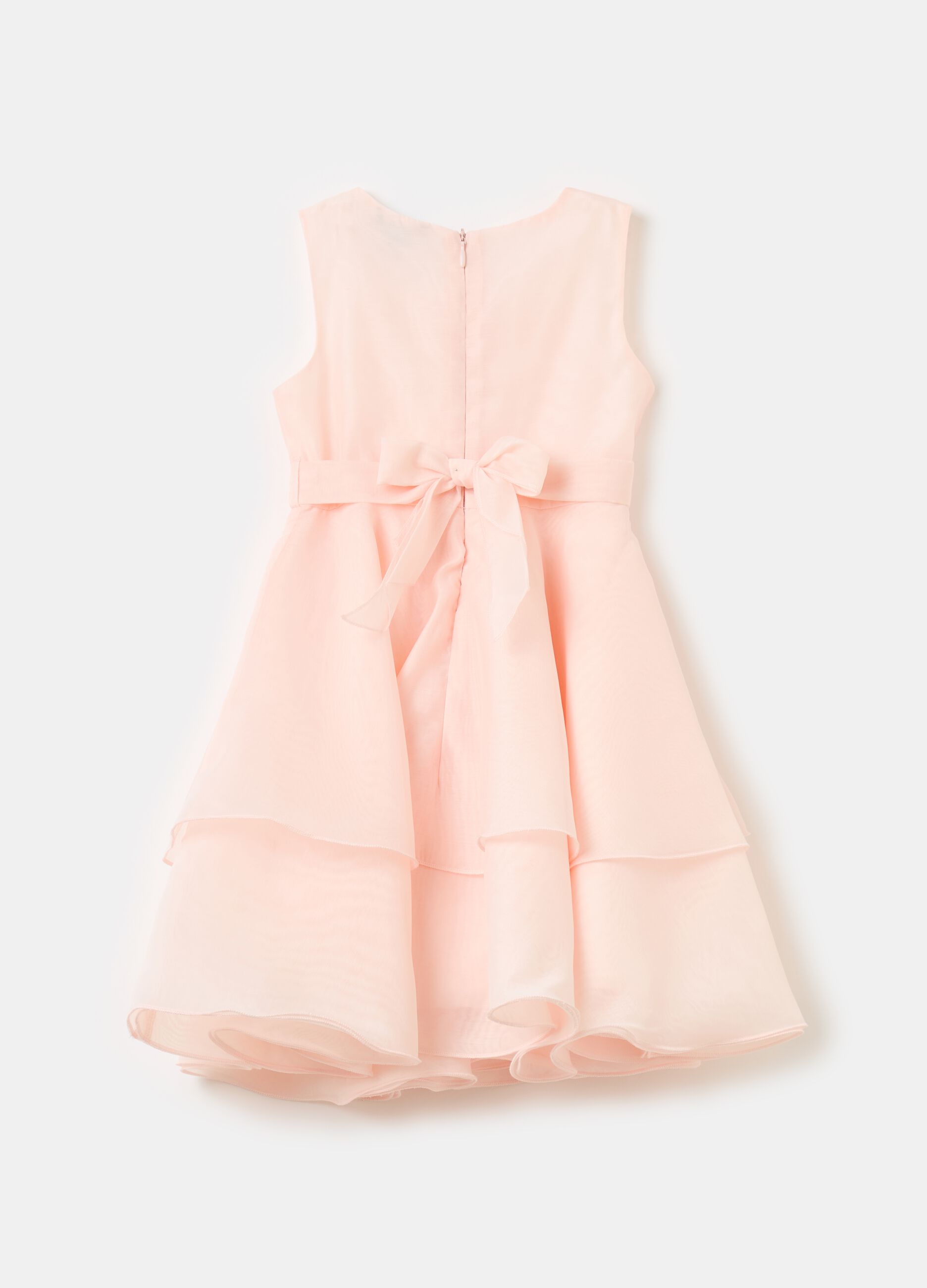 Abito in organza a balze con fiore