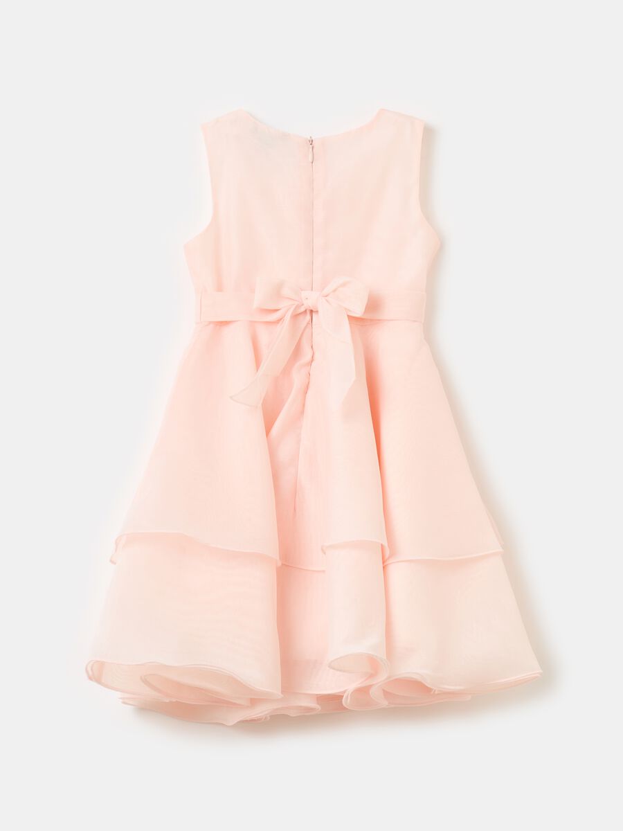 Tiered dress in organza with flower_1