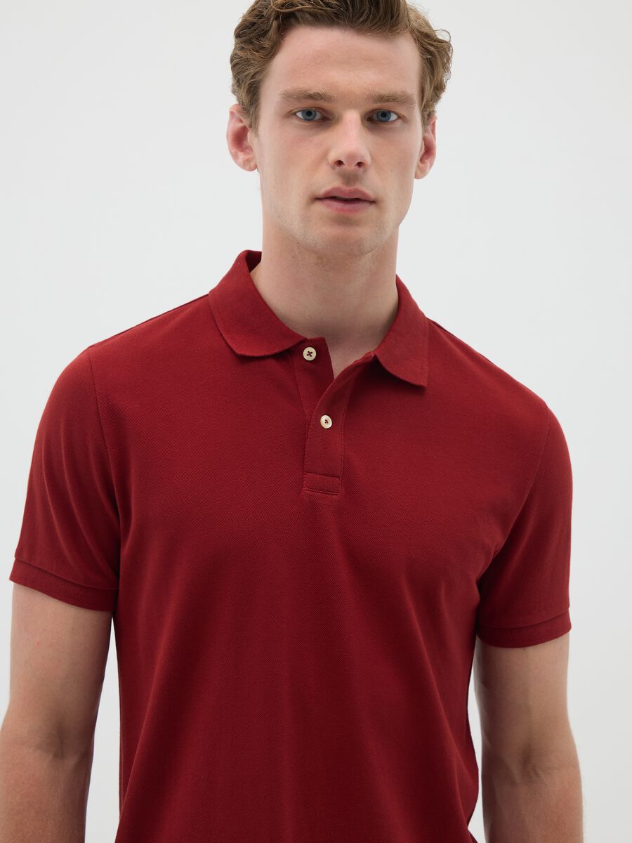 Polo da uomo in puro cotone rosso regular fit_2